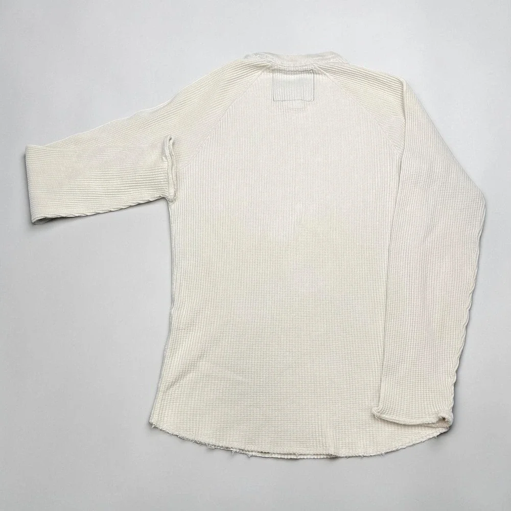 Ruehl No 925 Mens Large Cream Waffle Knit Thermal Long Sleeve R-NY Graphic Shirt - Picture 2 of 10
